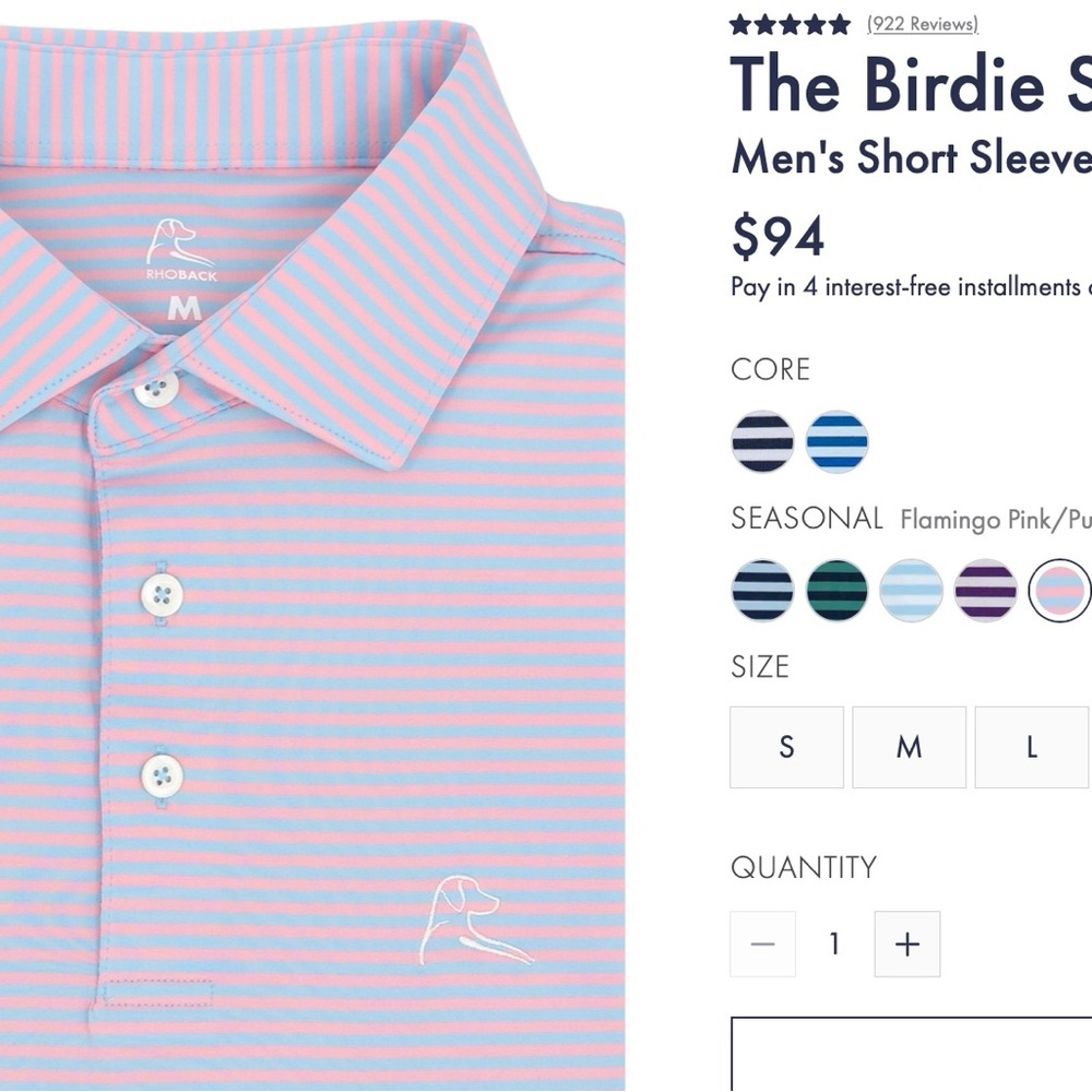 Rhoback Pink and Blue Performance Polo Shirt